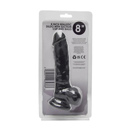 Loving Joy 8 Inch Realistic Silicone Dildo with Suction Cup and Balls Black - Dildos - Save 25% - United Kingdom Stoke-on-trent