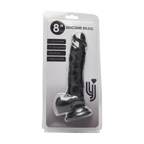 Loving Joy 8 Inch Realistic Silicone Dildo with Suction Cup and Balls Black - Dildos - Save 25% - United Kingdom Stoke-on-trent