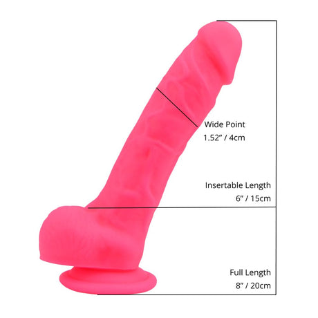 Loving Joy 8 Inch Realistic Silicone Dildo with Suction Cup and Balls Pink - Dildos - Save 25%