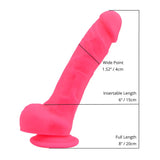 Loving Joy 8 Inch Realistic Silicone Dildo with Suction Cup and Balls Pink - Dildos - Save 25% - United Kingdom Stoke-on-trent