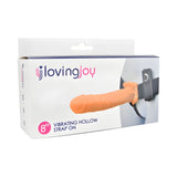 Loving Joy 8 Inch Vibrating Hollow Strap on Vanilla - Ons - Save 20% - Couples Vibrators