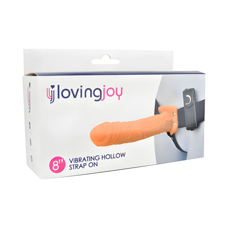 Loving Joy 8 Inch Vibrating Hollow Strap on Vanilla - Ons - Save 30% - Couples Vibrators
