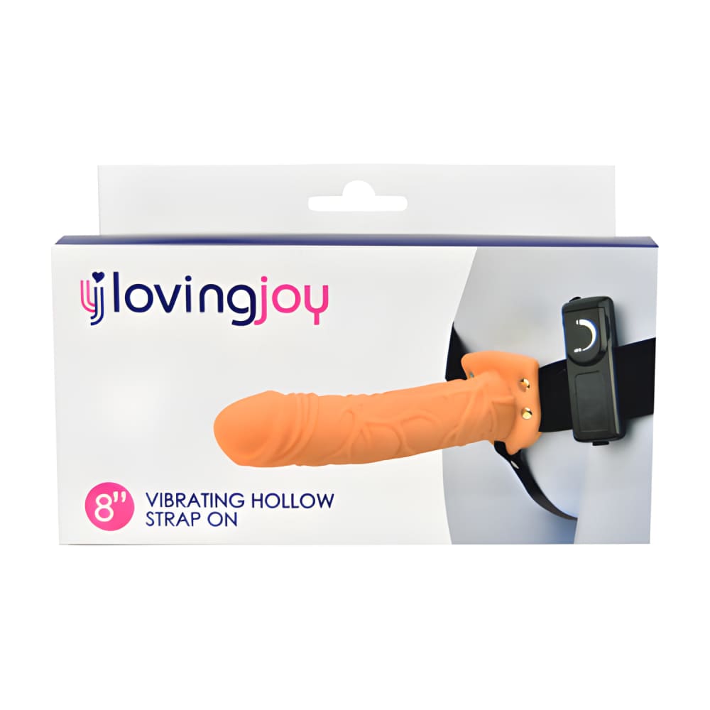 Loving Joy 8 Inch Vibrating Hollow Strap on Vanilla - Ons - Save 20% - Couples Vibrators