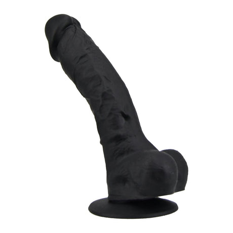 Loving Joy 9 Inch Realistic Silicone Dildo with Suction Cup and Balls Black - Dildos - Save 25%
