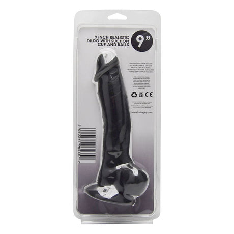 Loving Joy 9 Inch Realistic Silicone Dildo with Suction Cup and Balls Black - Dildos - Save 25%