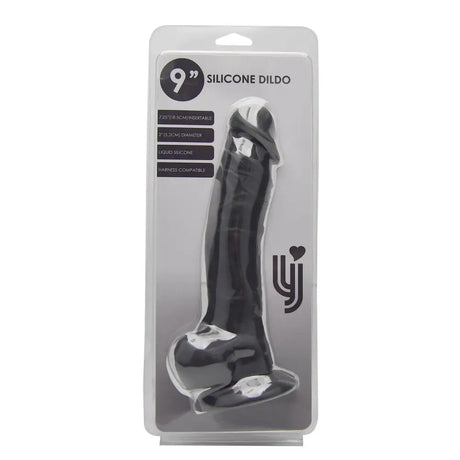 Loving Joy 9 Inch Realistic Silicone Dildo with Suction Cup and Balls Black - Dildos - Save 25% - United Kingdom Stoke-on-trent