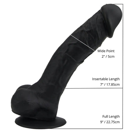 Loving Joy 9 Inch Realistic Silicone Dildo with Suction Cup and Balls Black - Dildos - Save 25% - United Kingdom Stoke-on-trent