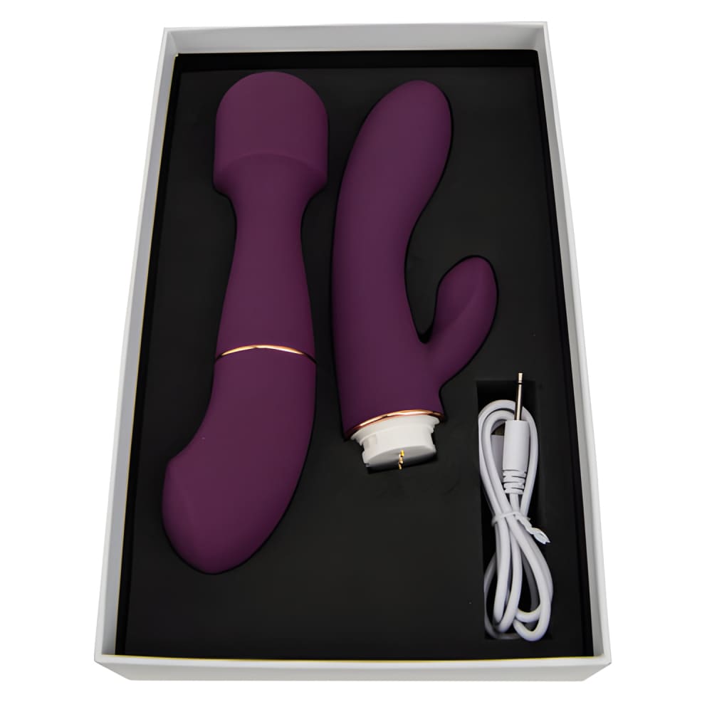 Loving Joy Dua Interchangeable Vibrator with 2 Attachments - Rabbit Vibrators - Save 20%