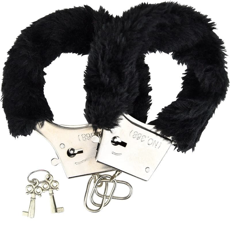 Loving Joy Furry Handcuffs Black - Bondage Restraints - Save 25% - Sale