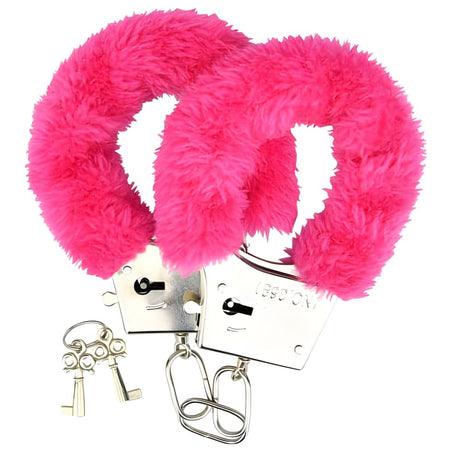 Loving Joy Furry Handcuffs Pink - Bondage Restraints - Save 25% - Sale