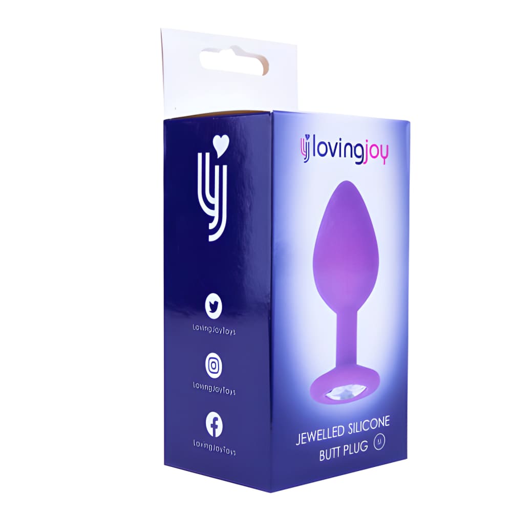 Loving Joy Jewelled Silicone Butt Plug Purple - Medium - Plugs - Save 20% - Sale