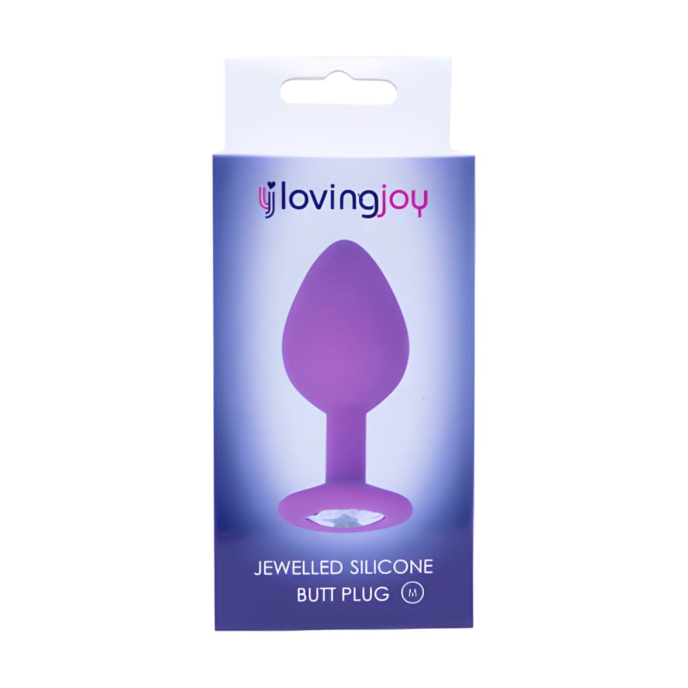 Loving Joy Jewelled Silicone Butt Plug Purple - Medium - Plugs - Save 20% - Sale