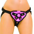 Lux Fetish Pink Velvet Vibrating Strap on Harness - Save 30% - Sale