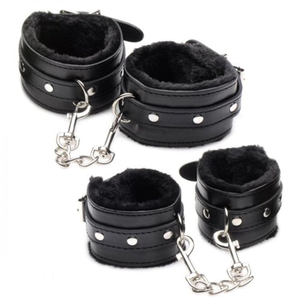 Master Series Hook Up 10 Piece Plush bondage Sett Black