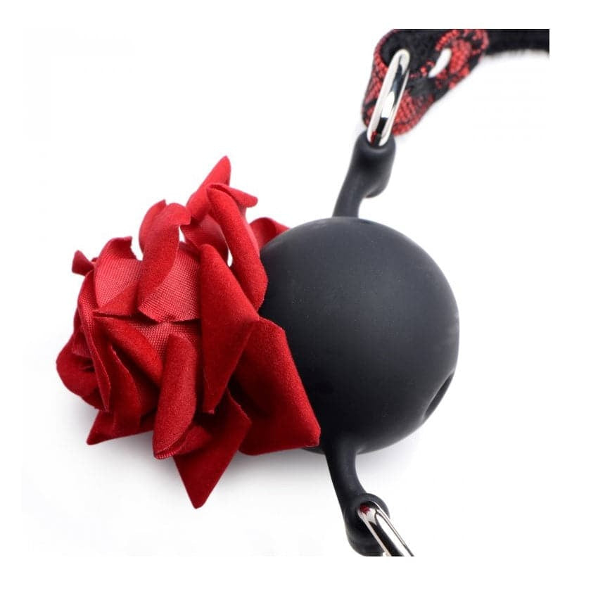 Master Series Silicone Ball Gag With Rose - Sex Toys