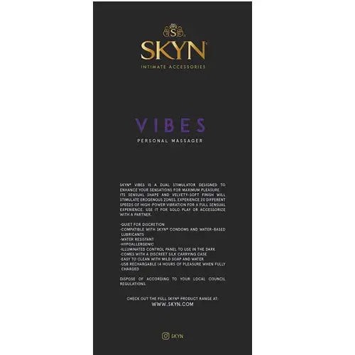 Mates Skyn Vibes Personal Pleasure Vibrating Rabbit Massager - Vibrators - Save 20% - Skyn - Vibrator United Kingdom Stoke-on-trent
