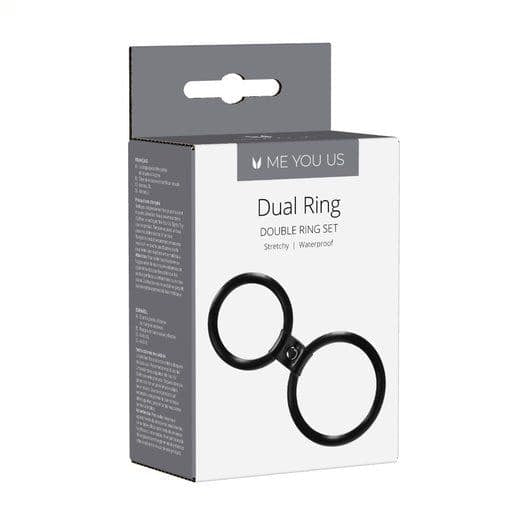 Me You Us Dual Ring Cock Ring Black - Sex Toys