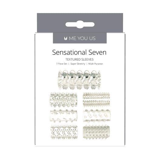 Me you us Sensational Seven Textured Sleeves Transparent Small - Sex Toys - Save 20% - Sale