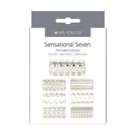 Me you us Sensational Seven Textured Sleeves Transparent Small - Sex Toys - Save 20% - Sale