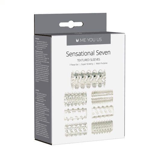 Me you us Sensational Seven Textured Sleeves Transparent Small - Sex Toys - Save 20% - Sale