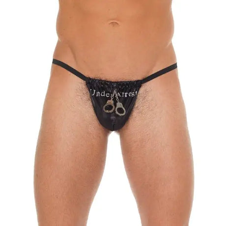 Mens Black Gstring with Handcuff Pouch - Save 25% - Gstring with - Fast Shipping - Sale United Kingdom Stoke-on-trent