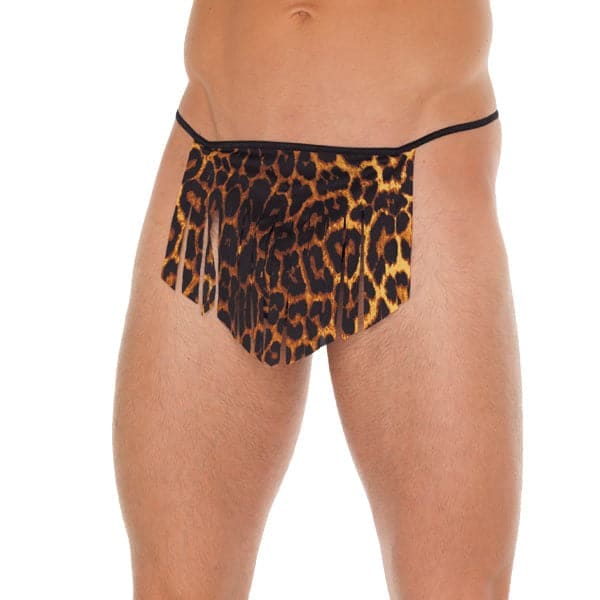 Mens Black Gstring with Leopard Loincloth - Save 30% - Sale