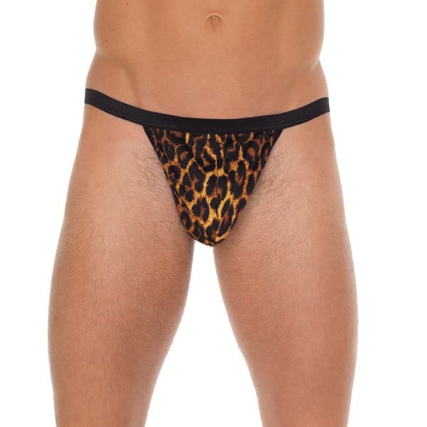 Mens Black Gstring with Leopard Print Pouch - Save 25% - Sale