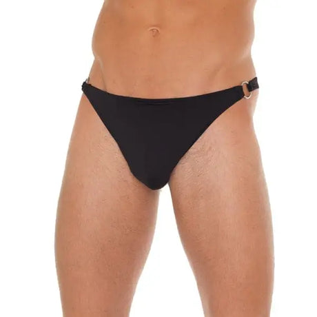Mens Black Gstring with Metal Hoop Connectors - Save 25% - Gstring with - Fast Shipping - Sale United Kingdom Stoke-on-trent