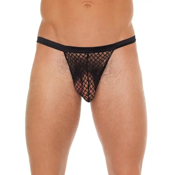 Mens Black Gstring with Net Pouch - Save 25% - Gstring with - Fast Shipping - Sale United Kingdom Stoke-on-trent