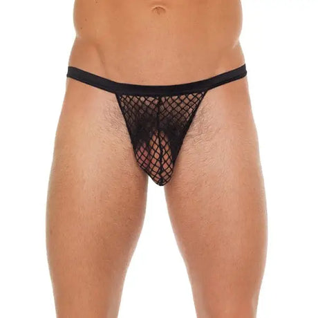 Mens Black Gstring with Net Pouch - Save 25% - Gstring with - Fast Shipping - Sale United Kingdom Stoke-on-trent