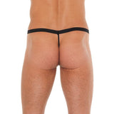 Gstring negro para hombre con bolsa rosa