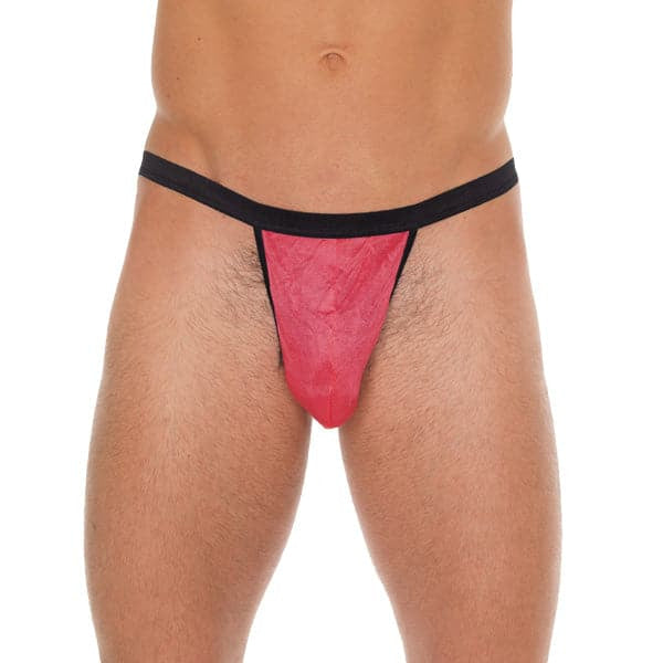 Gstring negro para hombre con bolsa rosa