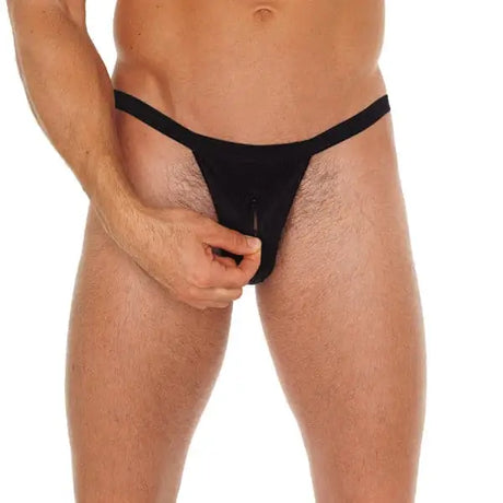 Mens Black Pouch Gstring with Zipper - Save 25% - Gstring with - Fast Shipping - Sale United Kingdom Stoke-on-trent