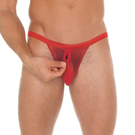 Mens Red Mesh Gstring with Zipper - Save 30% - Gstring with - Fast Shipping - Sale United Kingdom Stoke-on-trent