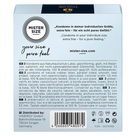 Mister Size 53mm your Pure Feel Condoms 3 Pack - Save 25% - your - Fast Shipping - Sale United Kingdom Stoke-on-trent