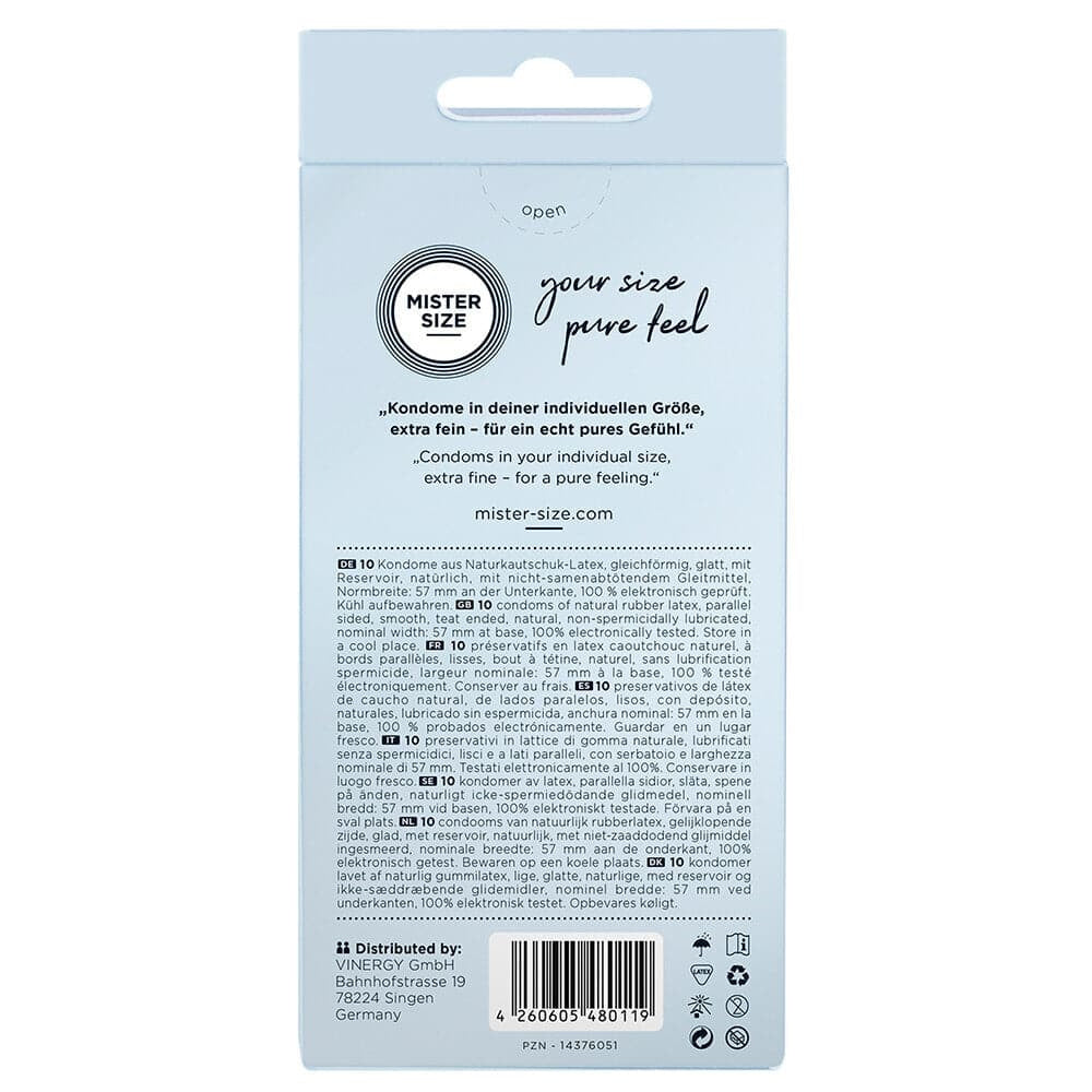 Mister størrelse 57mm din størrelse Pure Feel Condoms 10 Pack