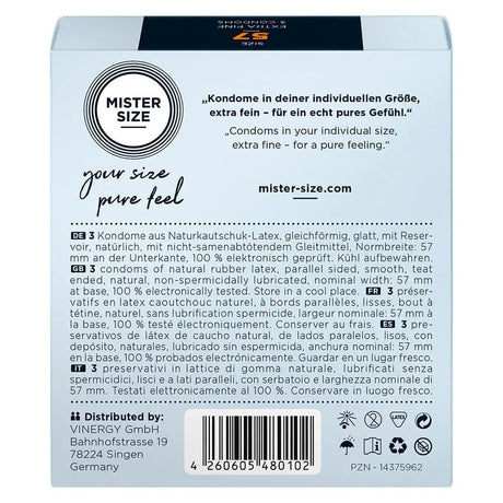 Mister Size 57mm your Pure Feel Condoms 3 Pack - Save 25% - your - Fast Shipping - Sale United Kingdom Stoke-on-trent