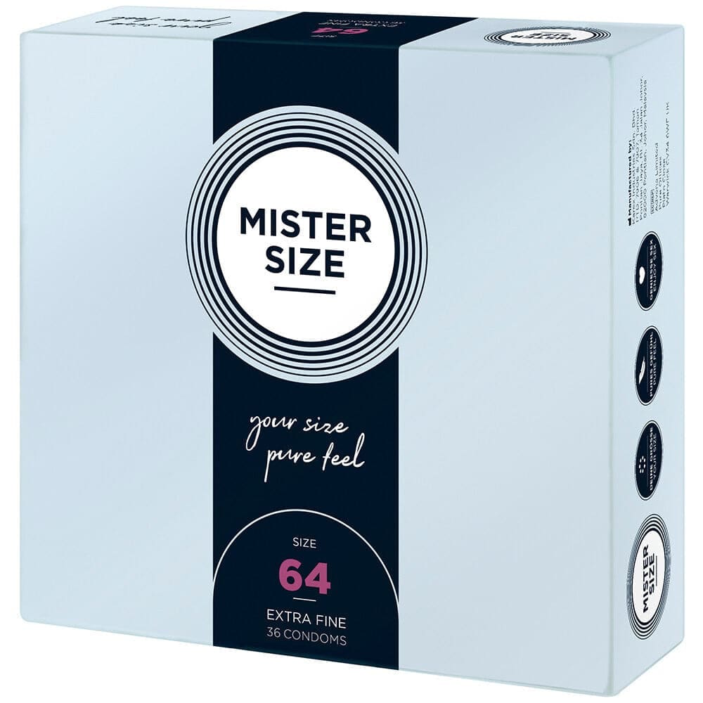 Mister tamaño 64 mm Su tamaño Pure Feel Condoms 36 Pack