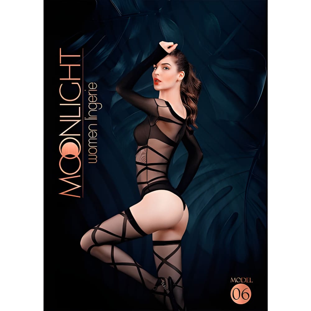 Moonlight Black Bardot Style Body with Stockings one Size - Save 20% - Sale