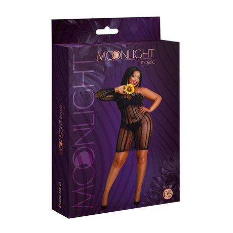 Moonlight Black Stripe Mini Dress Plus Size - Save 25% - Sale