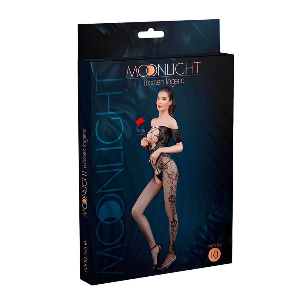 Moonlight Criss-cross Cut-out Crotchless Floral Bodystocking Black one Size - Save 20% - Sale