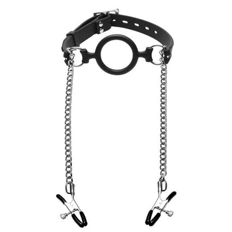 Mutiny silikon o ring gag pluss brystvorte klemmer