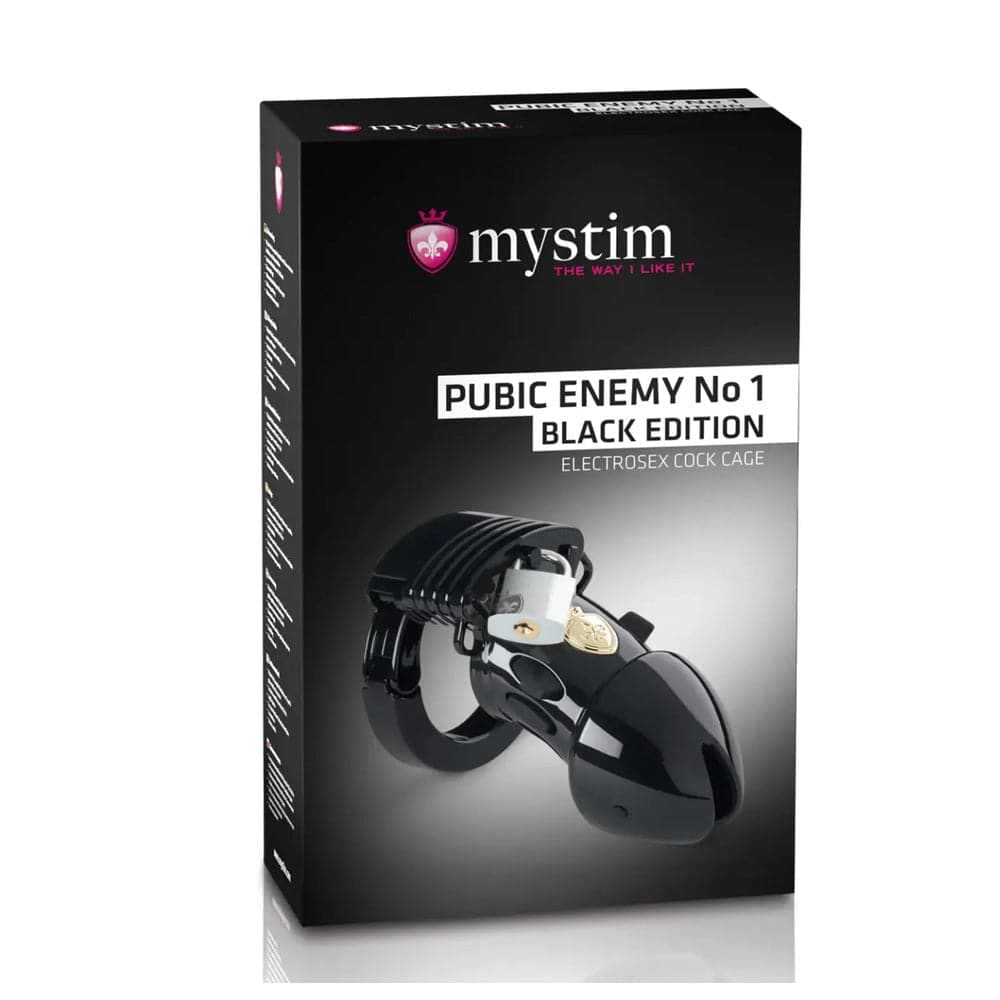 Mystim Pubic Enemy no 1 Black Edition Estim Cock Cage - Save 30% - Sale