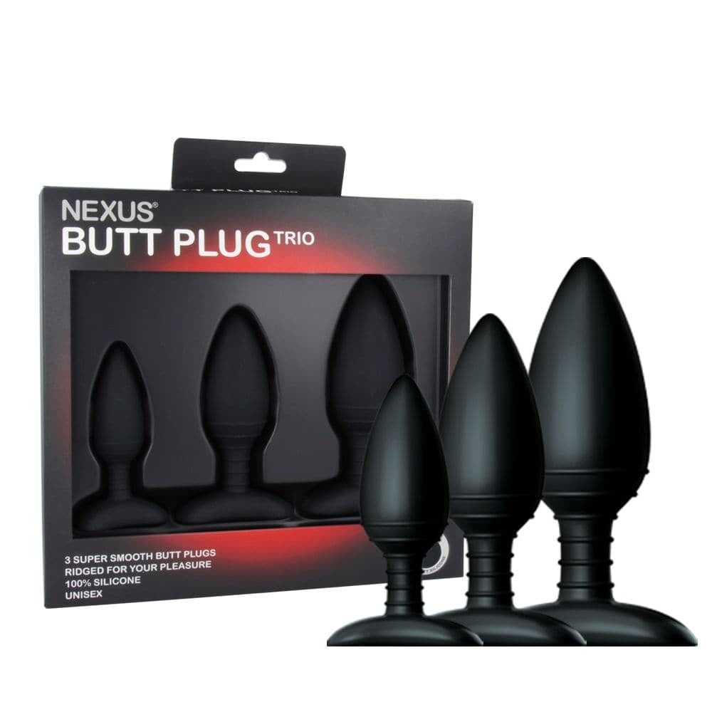 Nexus Butt Plug Trio Black Assorted - Sex Toys