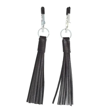 Nipple Clamps with Black Leather Tassels - Save 25% - with - Fast Shipping - Sale United Kingdom Stoke-on-trent