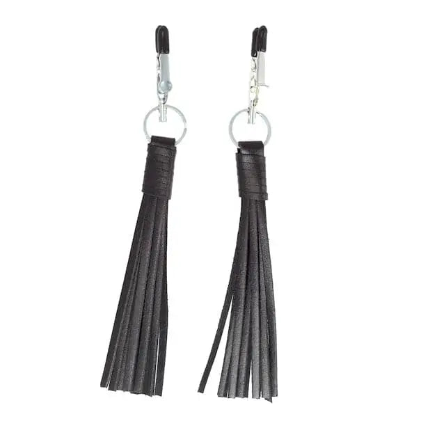 Nipple Clamps with Black Leather Tassels - Save 25% - with - Fast Shipping - Sale United Kingdom Stoke-on-trent