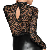 Noir Black Lace and Wet Look Pencil Dress - Fast Shipping - Sale United Kingdom Stoke-on-trent