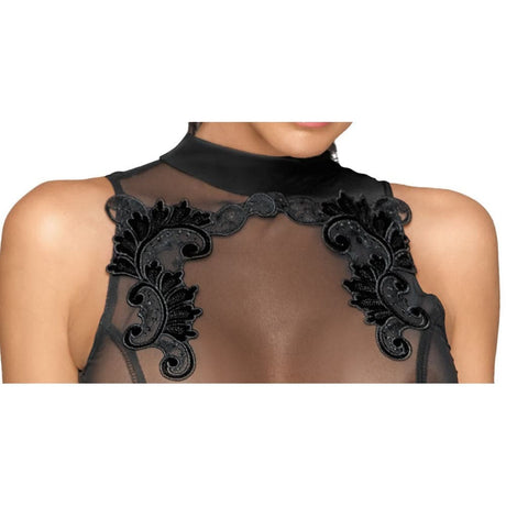 Noir Sheer and Wet Look Sleeveless Dress - Sale