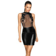 Noir Sheer and Wet Look Sleeveless Dress - Fast Shipping - Sale United Kingdom Stoke-on-trent