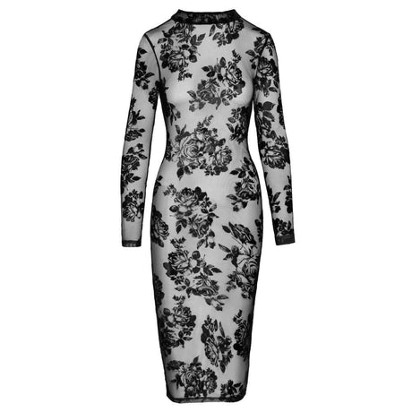 Noir Tight Fitting Floral Transparent Dress - Sale
